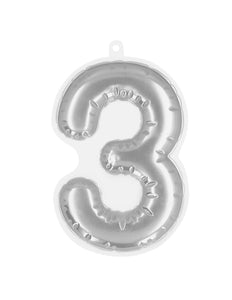 Boland Sticker Folieballon '3' zilver