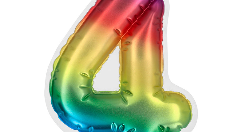 Boland Sticker Folieballon '4' regenboog