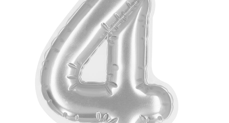 Boland Sticker Folieballon '4' zilver