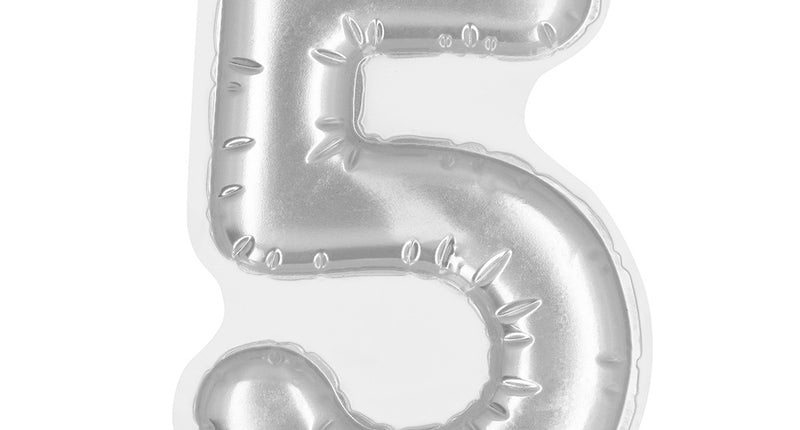 Boland Sticker Folieballon '5' zilver
