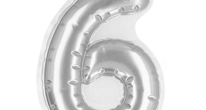 Boland Sticker Folieballon '6' zilver