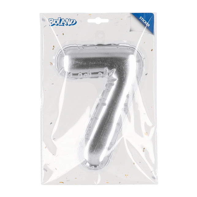 Boland Sticker Folieballon '7' zilver