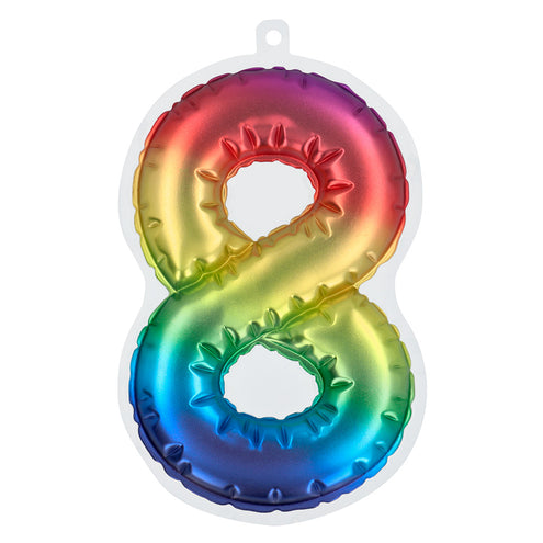 Boland Sticker Folieballon '8' regenboog