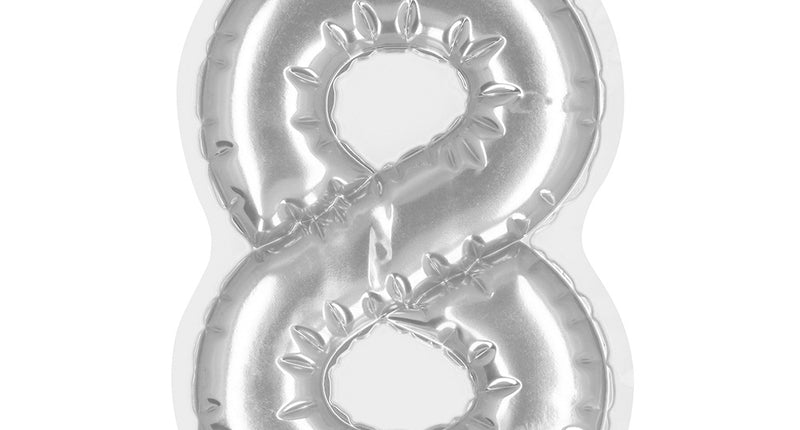Boland Sticker Folieballon '8' zilver