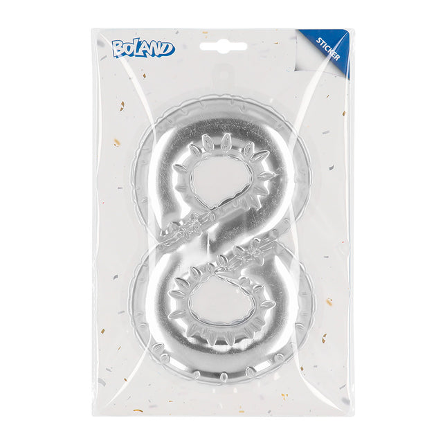 Boland Sticker Folieballon '8' zilver