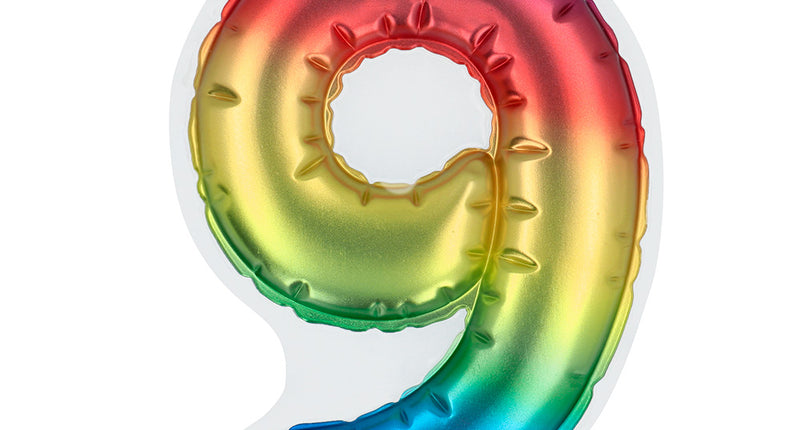 Boland Sticker Folieballon '9' regenboog