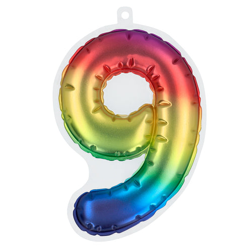 Boland Sticker Folieballon '9' regenboog