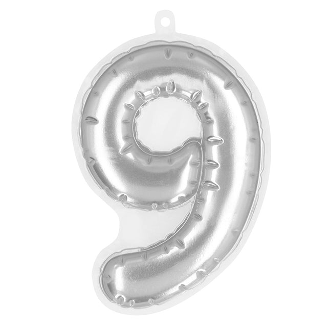 Boland Sticker Folieballon '9' zilver