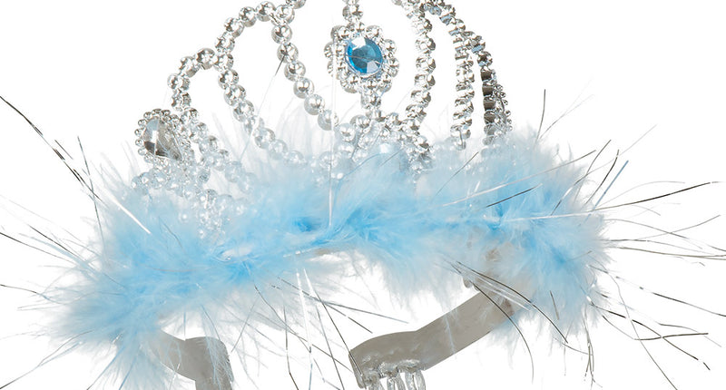 Boland Tiara Frostine prinses blauw marabou