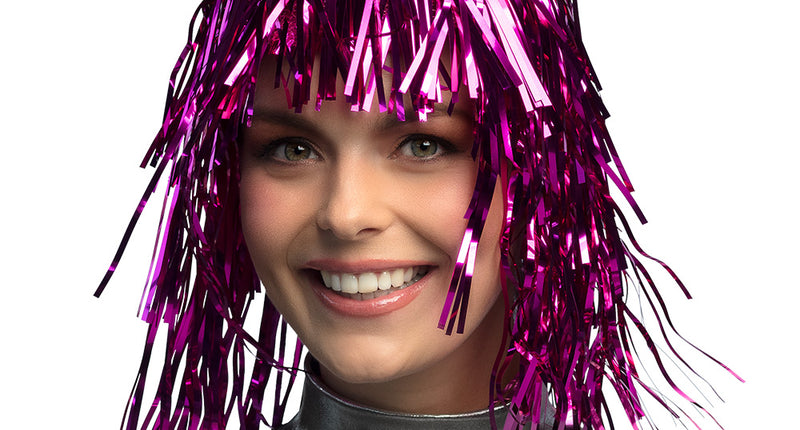 Boland Tinsel pruik Metallic fuchsia