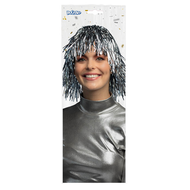 Boland Tinsel pruik Metallic zilver