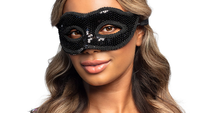 Zwart Venetiaans oogmasker met pailletten, mysterieuze maskeradelook voor dames
