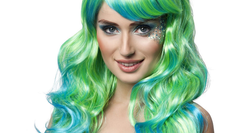 Boland Zeemeermin pruik aqua groen blauw