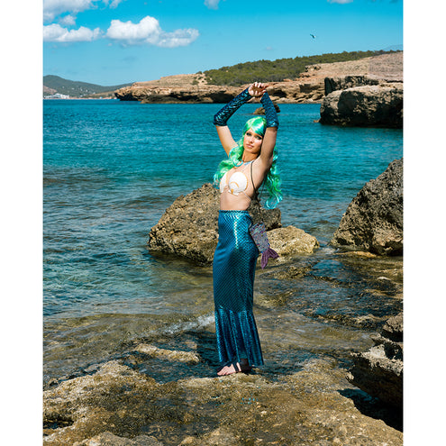 Boland Zeemeermin pruik aqua groen blauw