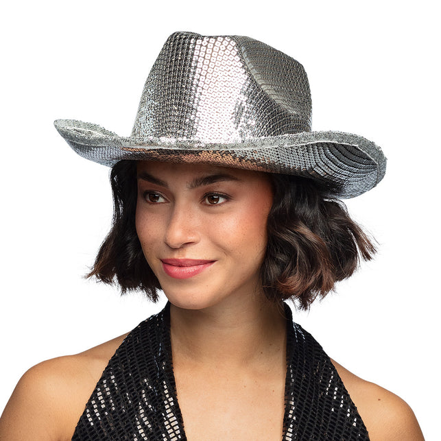 Boland Zilveren cowboyhoed glitter Texas