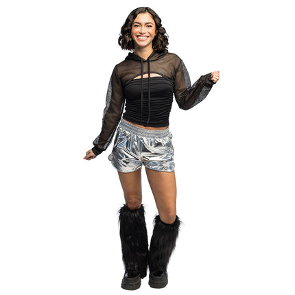 Boland Zilveren glitter hotpants Shiny dames (M / L/XL)