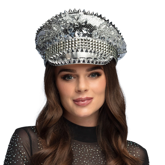 Boland Zilveren pet met studs Glam Festival