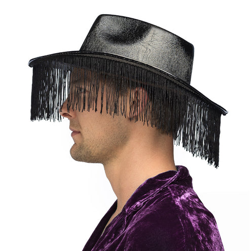 Boland Zwarte cowboyhoed met franjes Fabulous