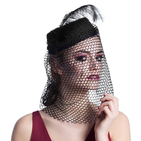 Boland Zwarte hoed met sluier Emmy