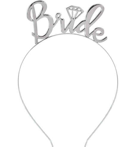Bruids tiara voor dames in zilver met het woord Bride en diamantsymbool