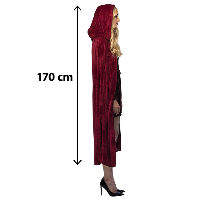 Cape Dawn bordeaux van zijkant met maataanduiding 170 cm inclusief kap