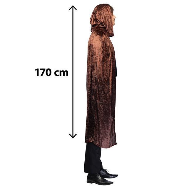 Cape Dawn bruin van zijkant met maatpijl van 170 cm inclusief kap