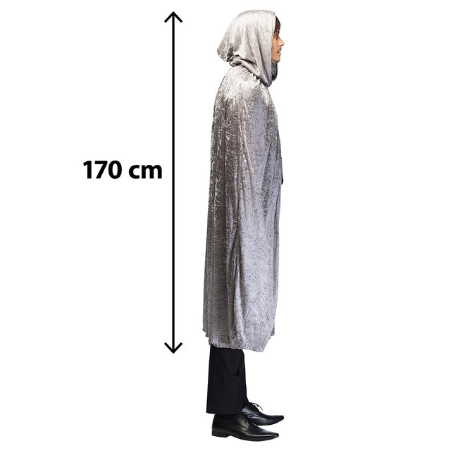 Cape Dawn grijs van zijkant met maataanduiding 170 cm inclusief kap