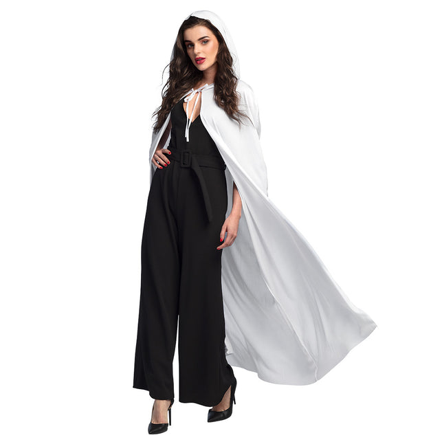 Cape Dusk wit voor dames, effen witte cape van 180 cm die tot op de grond valt