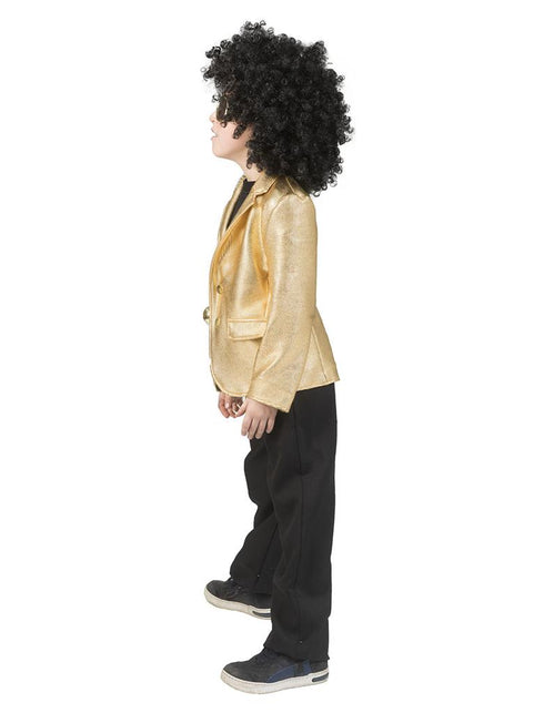 Disco Fever jas goud Jeff kinderen van opzij, glanzende metallic stof met fijne structuur