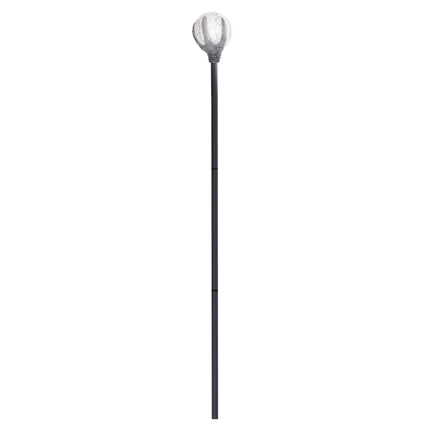 Donderstaf 120 cm met licht: zwarte pvc steel met witte bol met grijze barsten, voor Halloween