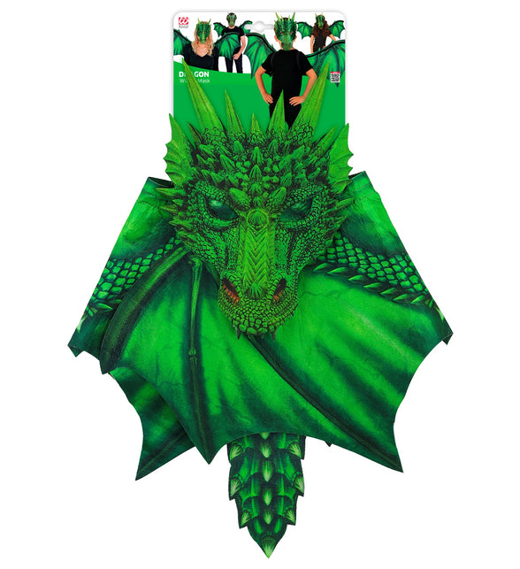 Drakenvleugels set in verpakking met groen masker en gevouwen vleugels