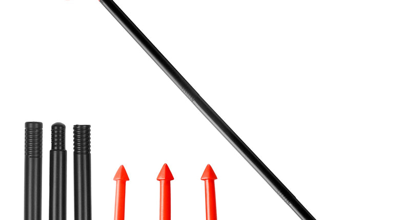Drietand duivel plastic van 114 cm, rode kop met zwarte steel in vier losse delen