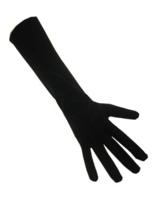 Effen zwarte lange handschoen van nylon voor volwassenen