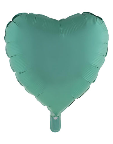 Folieballon hart groen van 52,7 x 46 cm, effen mat groen met vultuitje onderaan