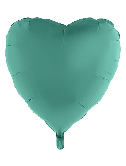 Folieballon hart groen van folie, effen groene hartvorm van 80,5 x 75 cm met vullipje aan de punt
