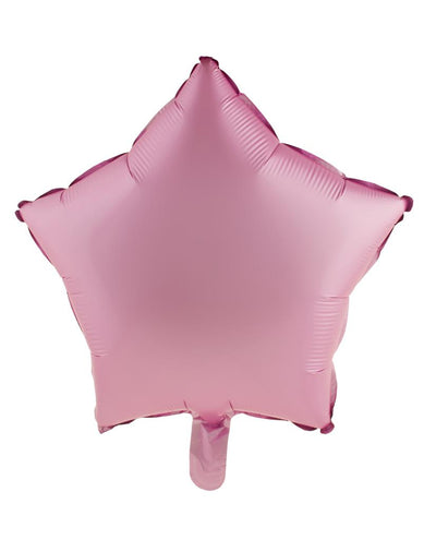 Folieballon ster roze met vijf punten en vulopening onderaan, 18 inch feestversiering
