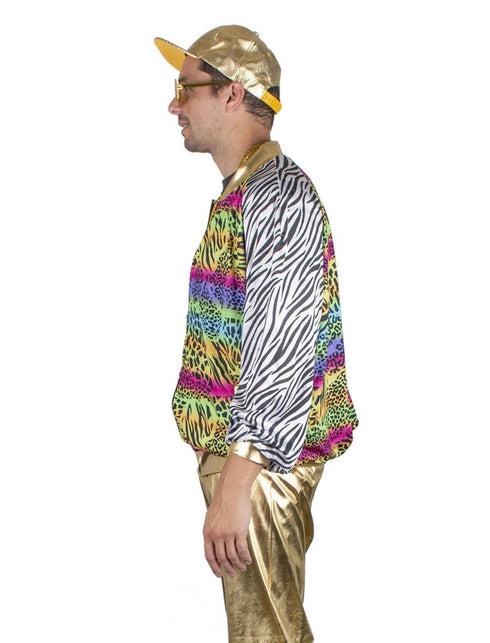 Fout disco jasje Urban zijaanzicht met zebraprint mouw en gouden manchet