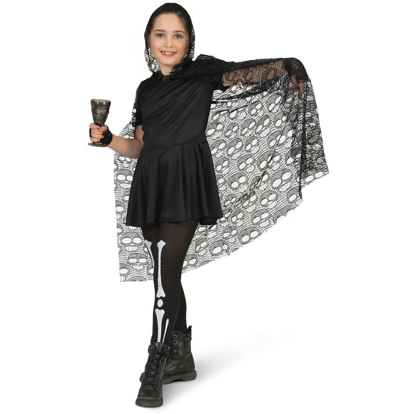 Funny Fashion Cape met schedels kant kinderen