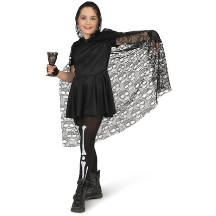 Funny Fashion Cape met schedels kant kinderen