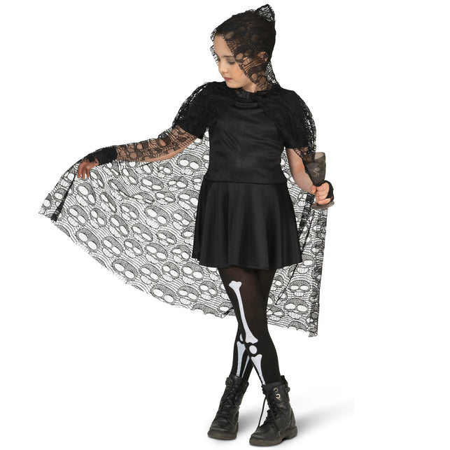Funny Fashion Cape met schedels kant kinderen