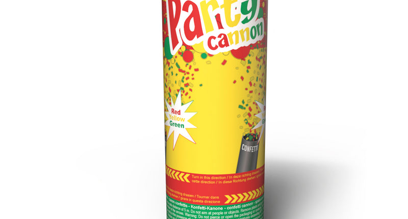 Funny Fashion Confetti kanon rood geel groen Limburg