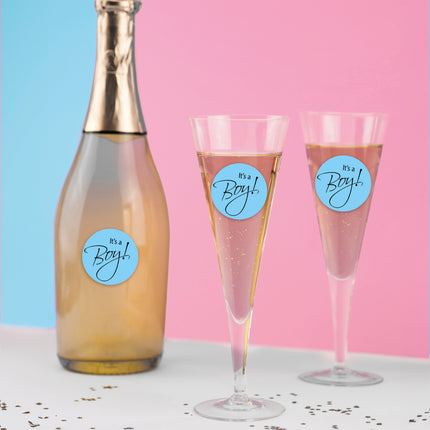 Funny Fashion Fles en glas stickers it's a boy  6 stuks