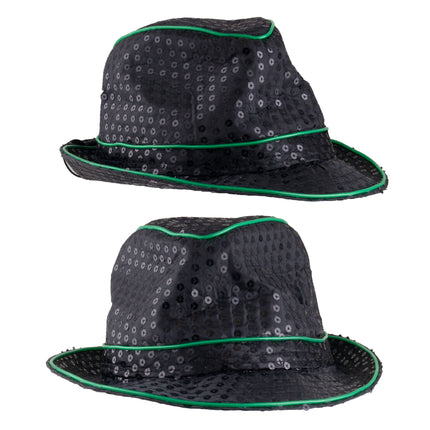 Funny Fashion Glitterhoed pailleten met licht blauw