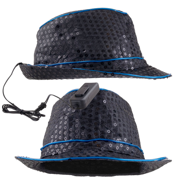 Funny Fashion Glitterhoed pailleten met licht blauw