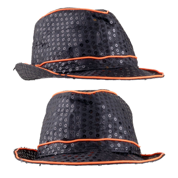 Funny Fashion Glitterhoed pailleten met licht oranje