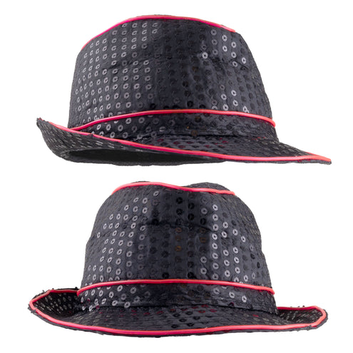 Funny Fashion Glitterhoed pailleten met licht oranje