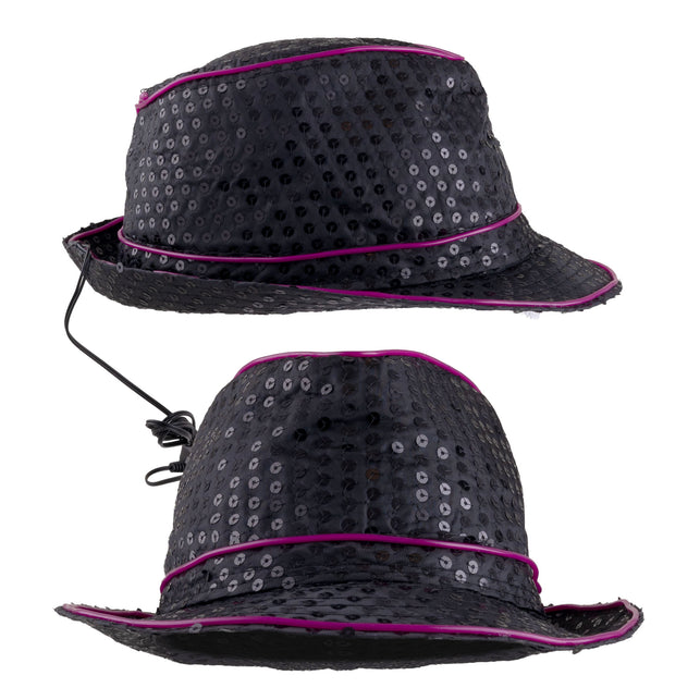 Funny Fashion Glitterhoed pailleten met licht paars