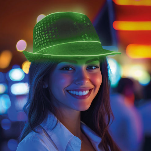 Funny Fashion Glitterhoed pailleten met licht paars