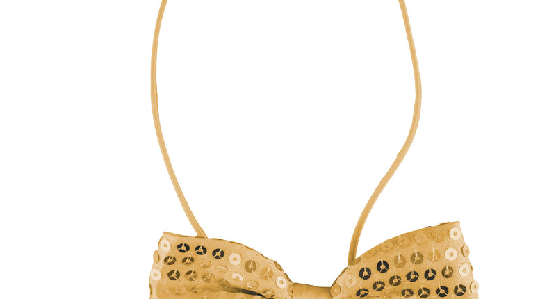 Funny Fashion Gouden disco glitter strik met pailletten