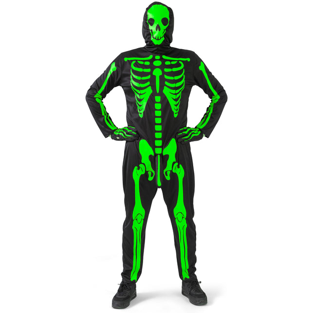 Funny Fashion Groen skelet pak met piemel
